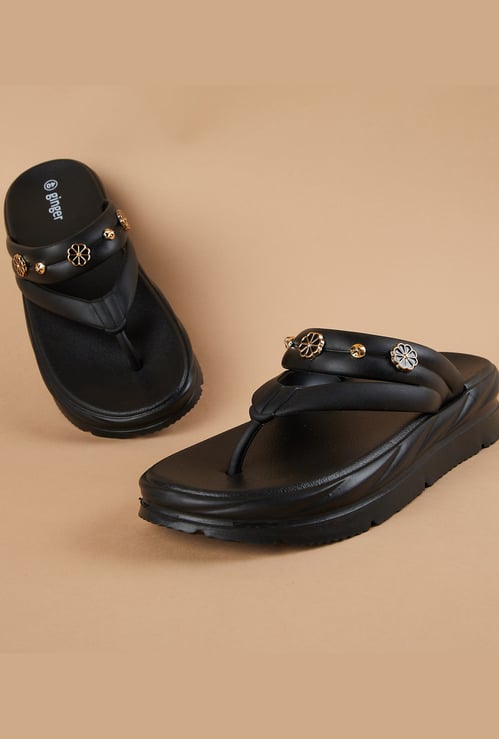 GINGER Thong Sandals with Charm Accents