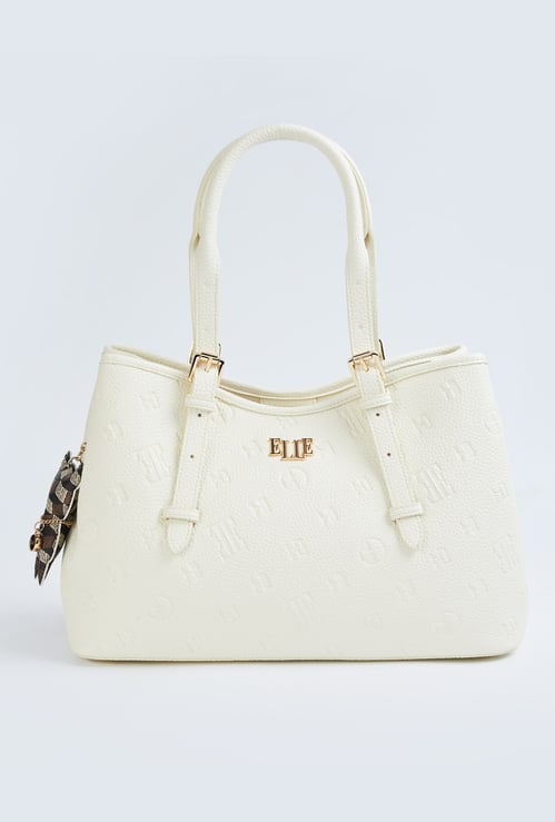 ELLE Debossed Handheld Bag with Charm