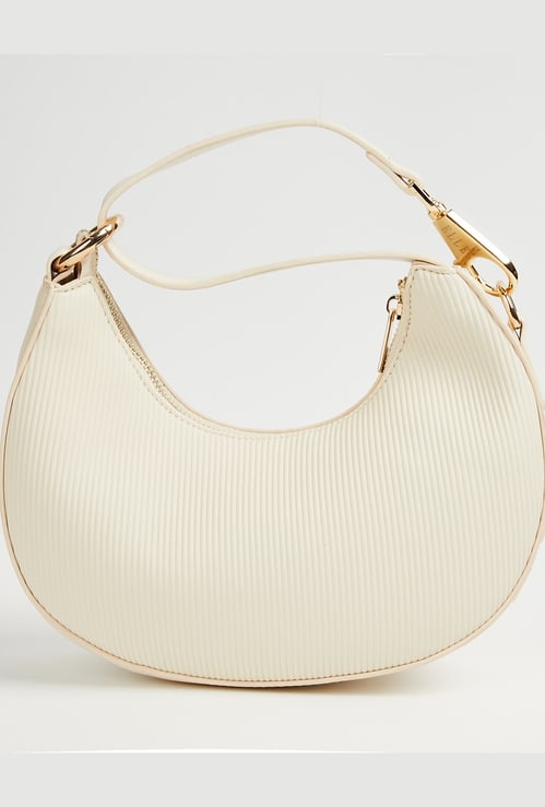 ELLE Ribbed Crescent-Shaped Sling Bag