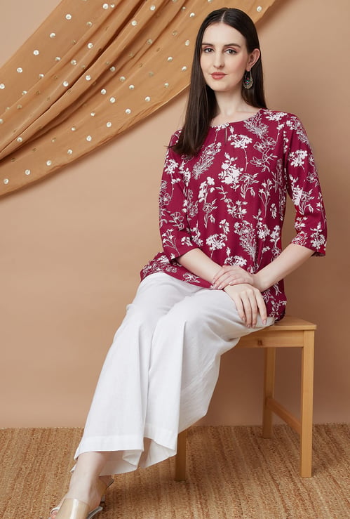 MELANGE Floral Print Straight Kurti