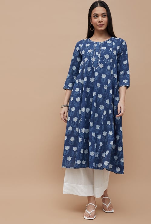 MELANGE Floral Print Anarkali Kurta