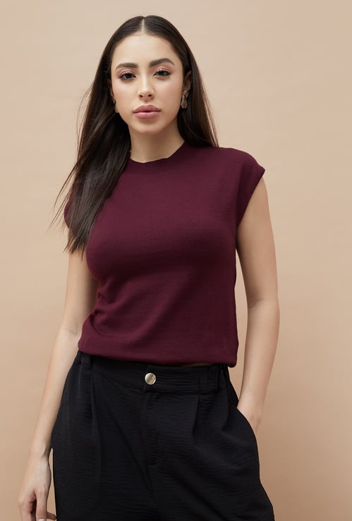 CODE Knitted Cap Sleeves Top