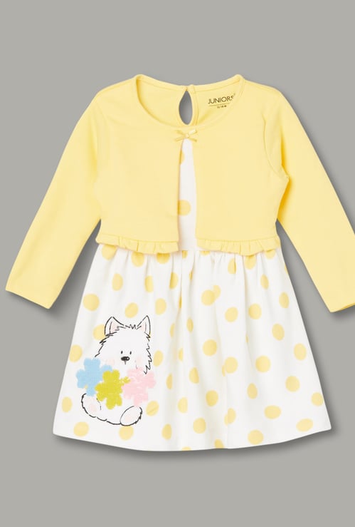 JUNIORS Girls Polka Print A-Line Dress