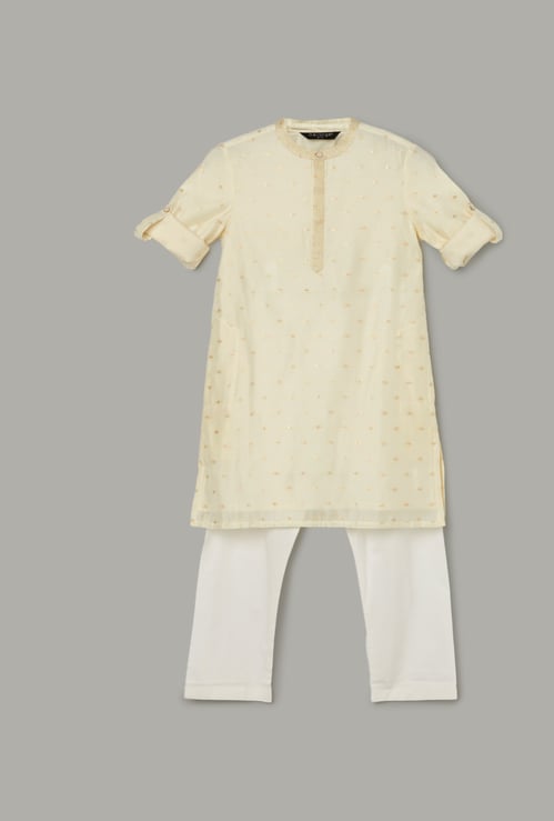 MELANGE Woven Motif Kurta with Pyjamas