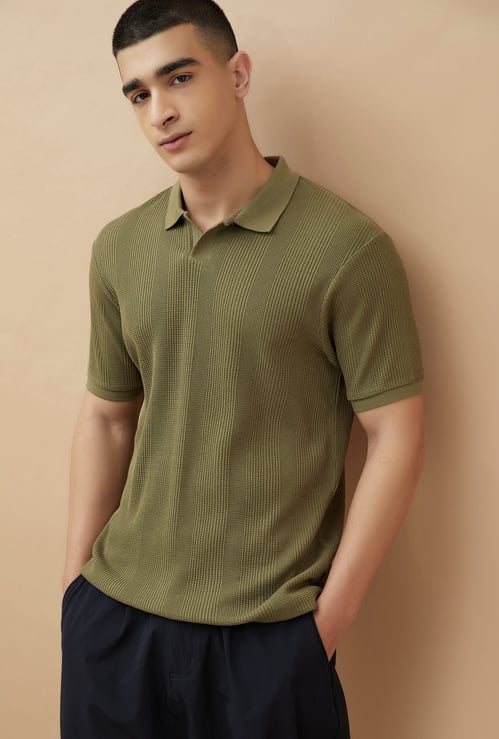 FORCA Knitted Johnny Collar T-shirt