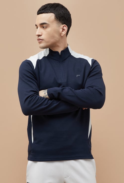 FAME FOREVER ACTIVE Contrast Panelled Mock Collar Sweatshirt