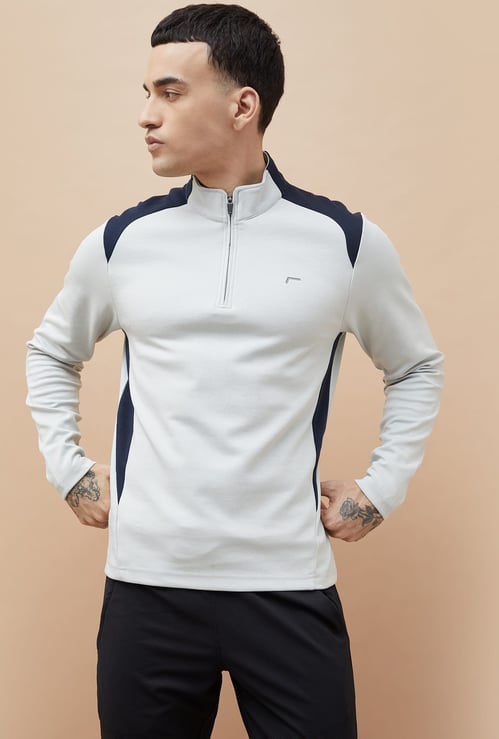 FAME FOREVER ACTIVE Contrast Panelled Mock Collar Sweatshirt
