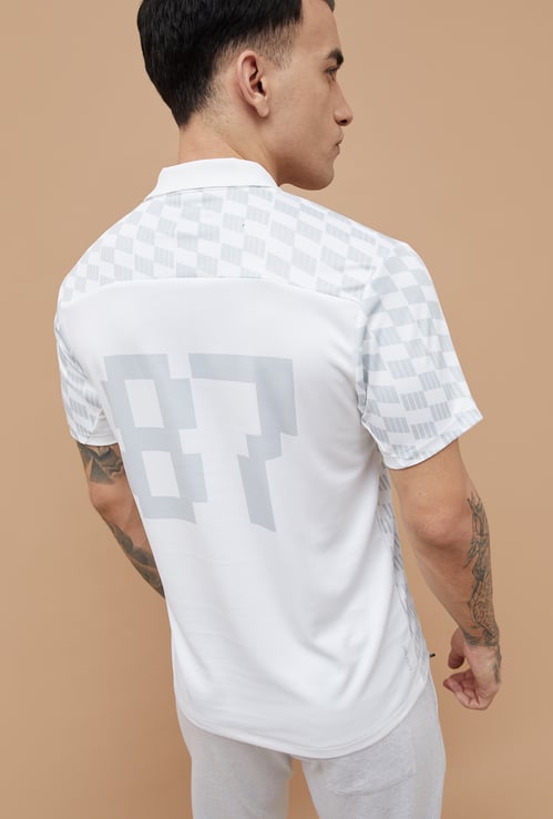 FAME FOREVER ACTIVE Checked Johnny Collar T-shirt