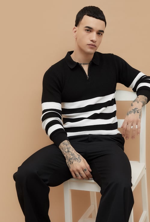 FAME FOREVER Striped Knit Sweater