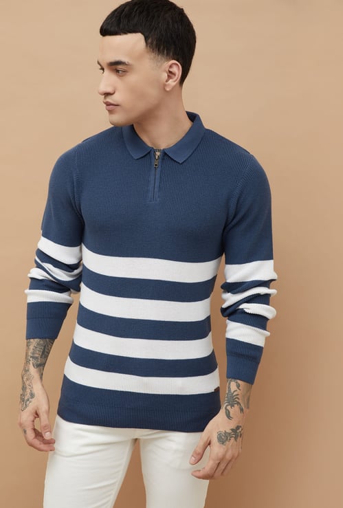 FAME FOREVER Striped Knit Sweater
