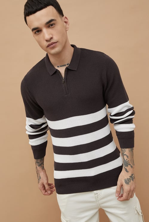 FAME FOREVER Striped Knit Sweater