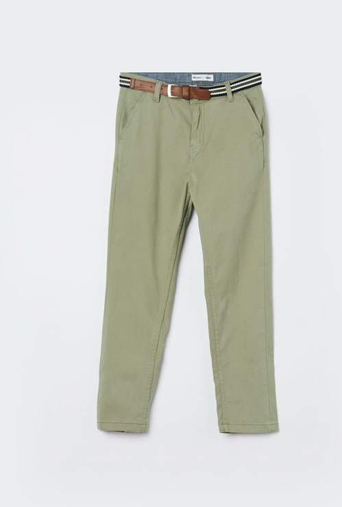 FAME FOREVER Boys Solid Trousers with Belt