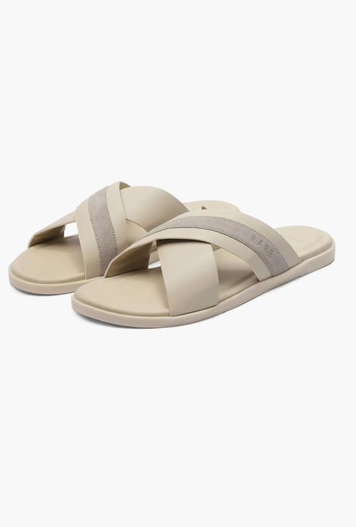 RARE RABBIT Stride Striped Leather Sandals