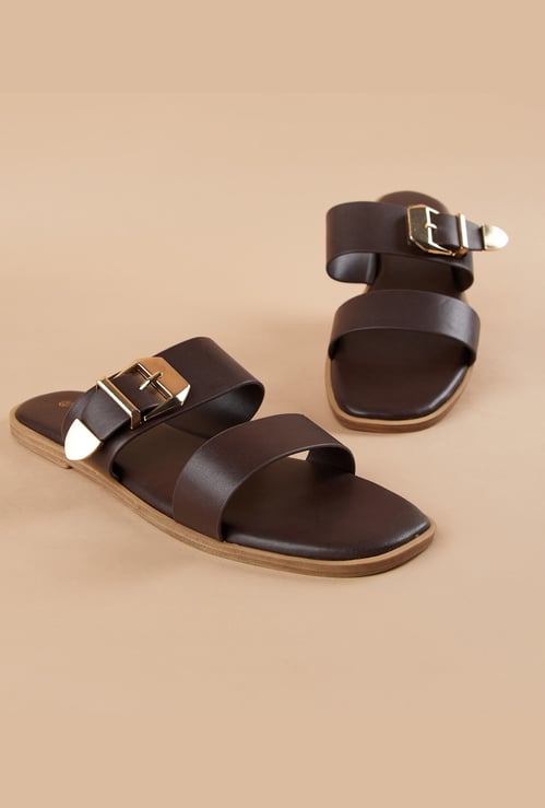 CODE Solid Flats with Buckle Detail