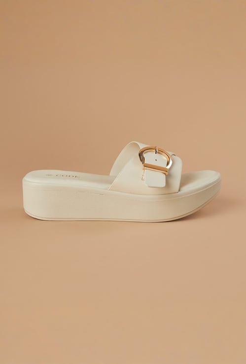 CODE Buckle Detail Platform Sandals