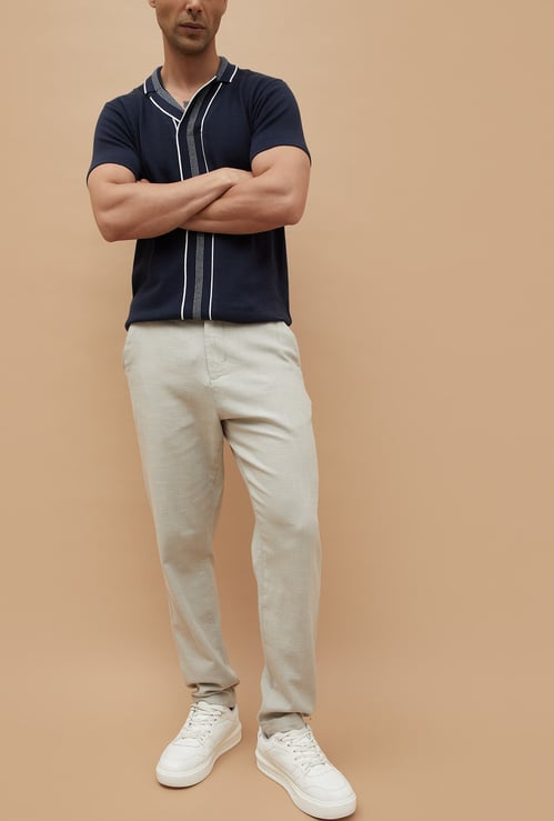 CODE UNWIND Textured Regular Fit Trousers