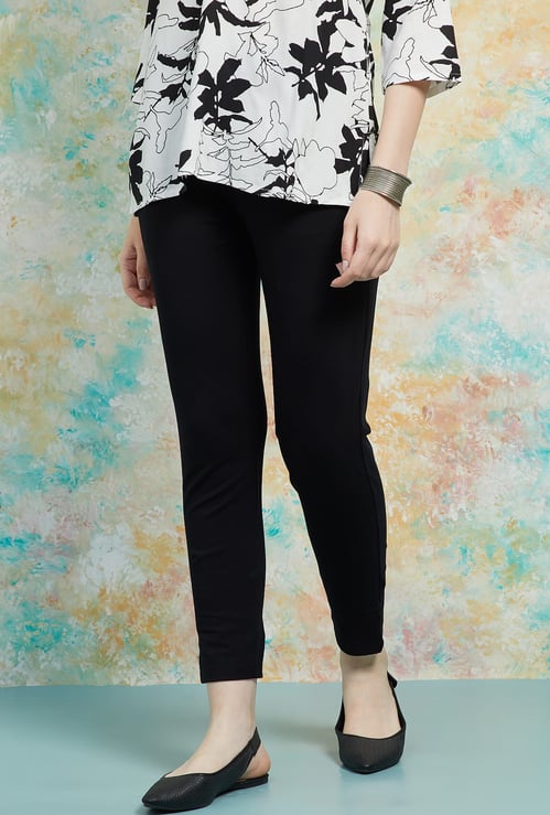 MELANGE Solid Straight Pants