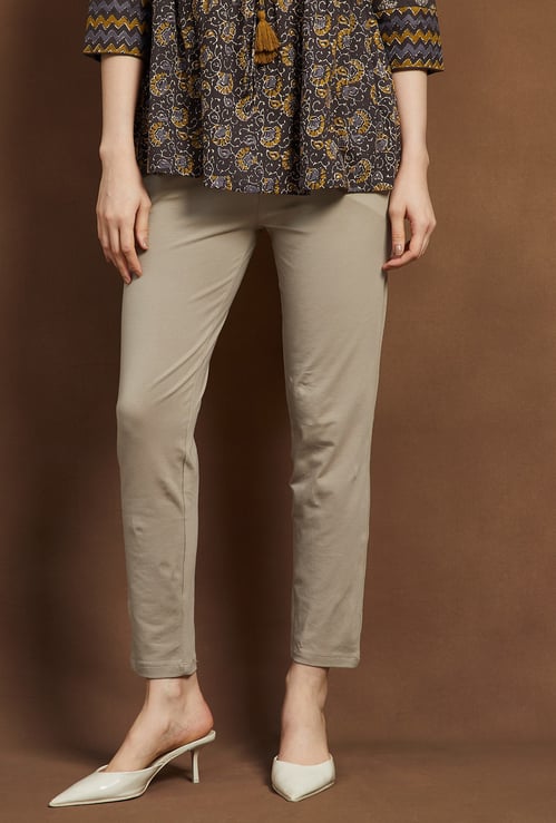 MELANGE Solid Straight Pants