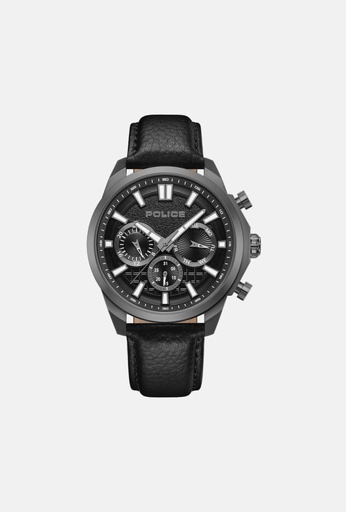 POLICE Multiifunction Watch with Leather Strap - NTPLPEWGF0021005