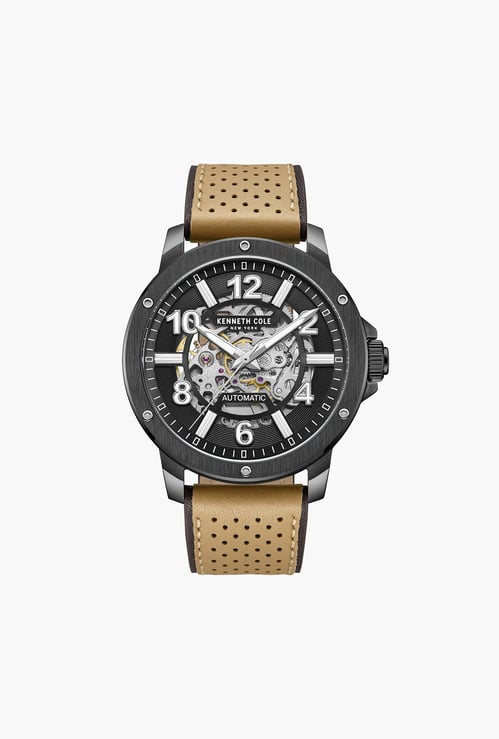 KENNETH COLE Leather Strap Automatic Watch - NTKCWGE0013105MN