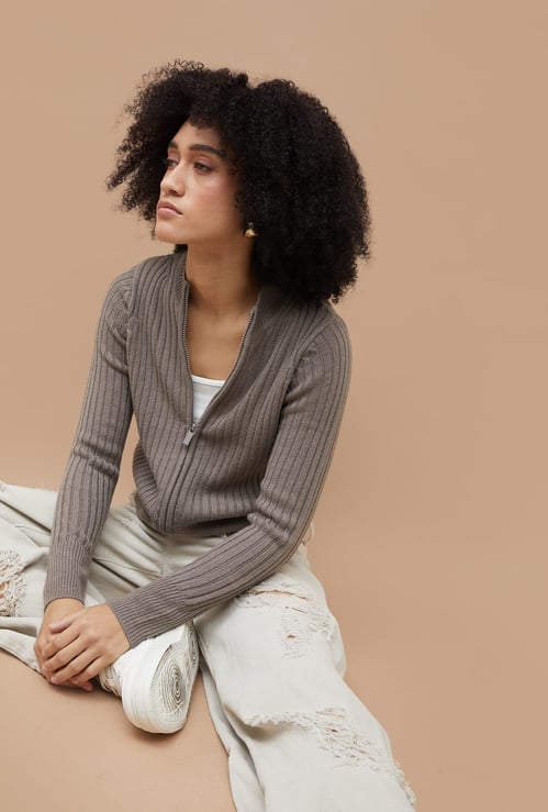 GINGER Knitted Zip-Up Sweater