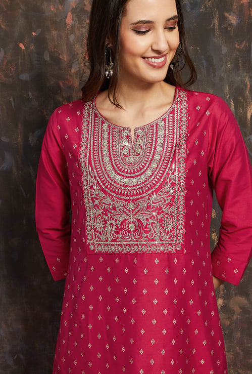 MELANGE Embroidered Yoke Straight Kurta