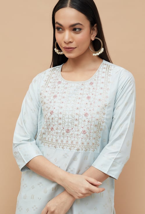 MELANGE Embroidered Yoke Straight Kurta