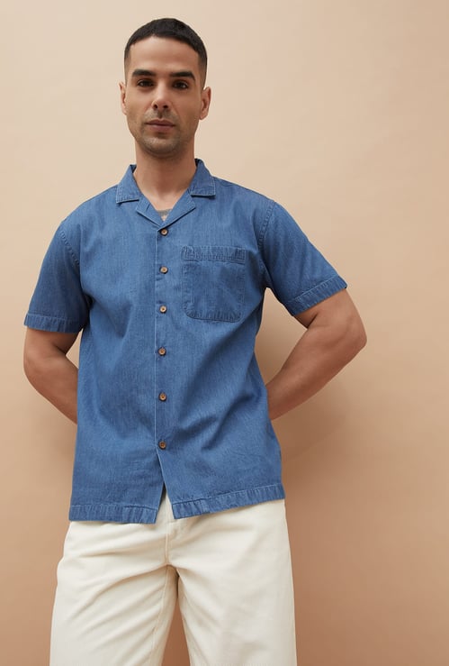 CODE UNWIND Washed Regular Fit Denim Shirt