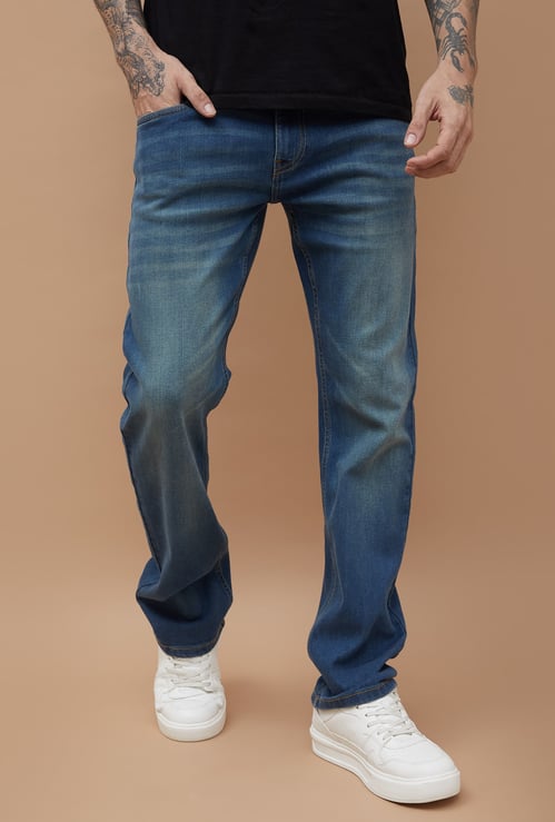 FORCA Dark Washed Slim Straight Jeans