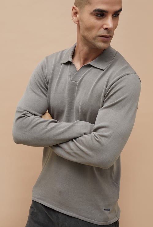 CODE Knitted Johnny Collar T-shirt