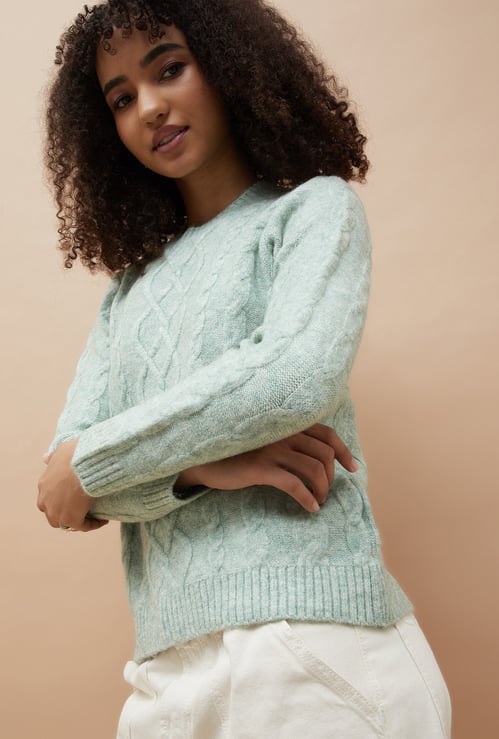 FAME FOREVER Cable Knit Sweater