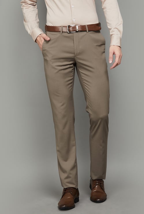 VAN HEUSEN Solid Slim Fit Formal Trousers