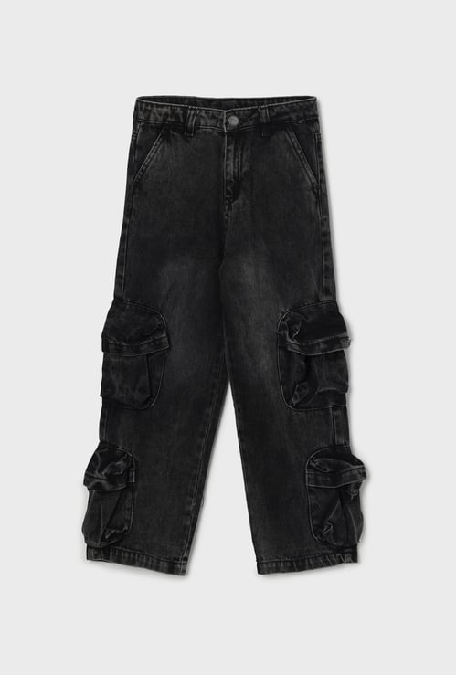 FAME FOREVER Boys Washed Cargo Jeans