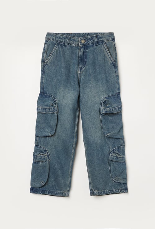 FAME FOREVER Boys Washed Cargo Jeans