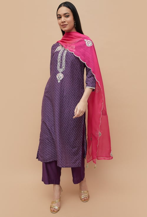 MELANGE Printed Straight Kurta Set