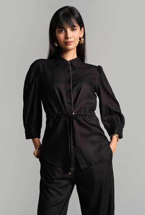 AND Solid Puffed Sleeve Co-Ord Set