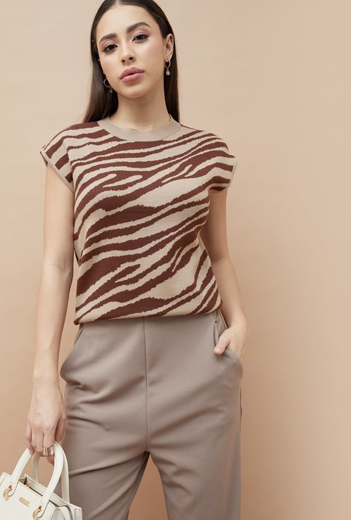 CODE Animal Print Knit Top