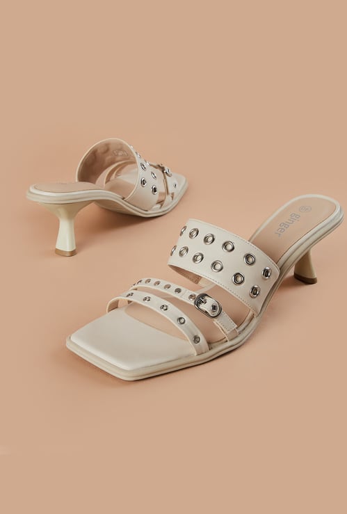 GINGER Grommet-Detailed Spool Heels