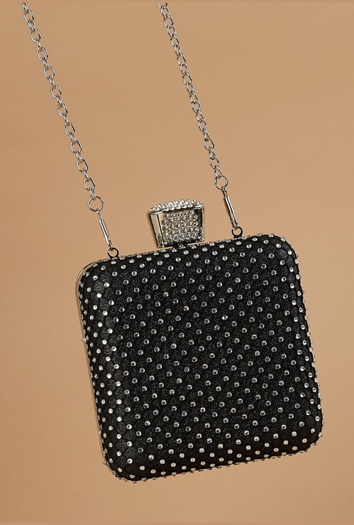 CODE Embellished Box Clutch
