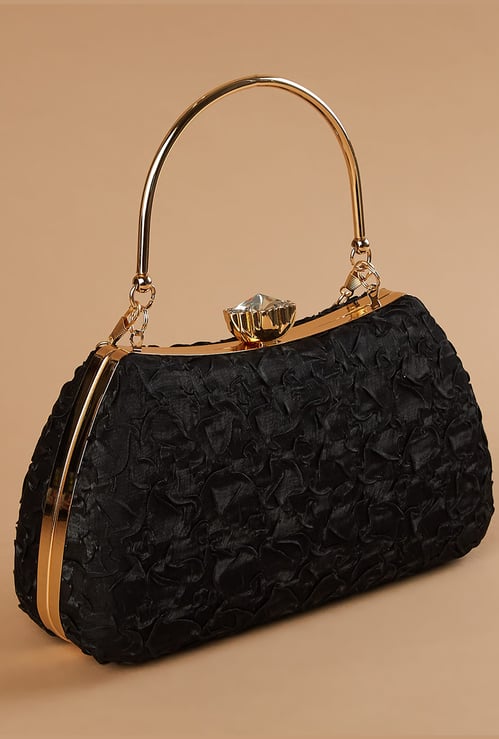 CODE Patterned Clutch with Chain Strap