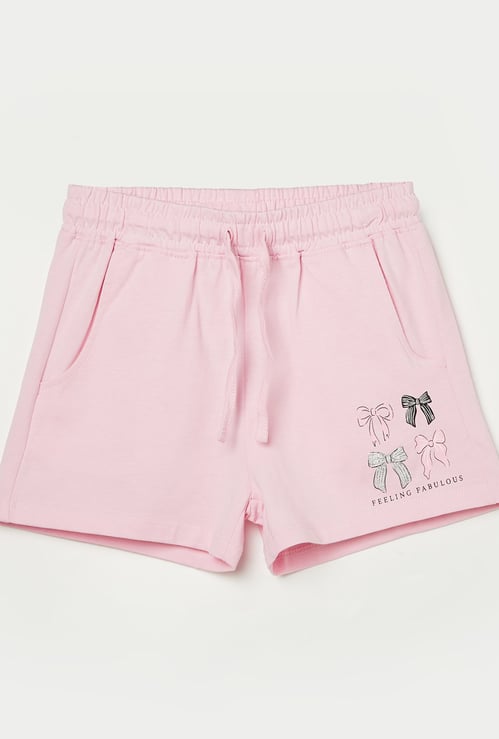 FAME FOREVER Bow Print Shorts