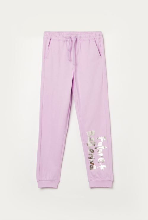 FAME FOREVER Girls Metallic Print Joggers