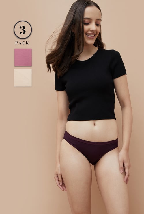 GINGER Solid Bikini Panties - Pack of 3