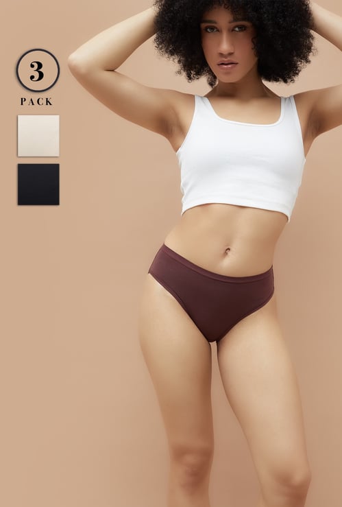 GINGER Solid Hipster Panties - Pack of 3