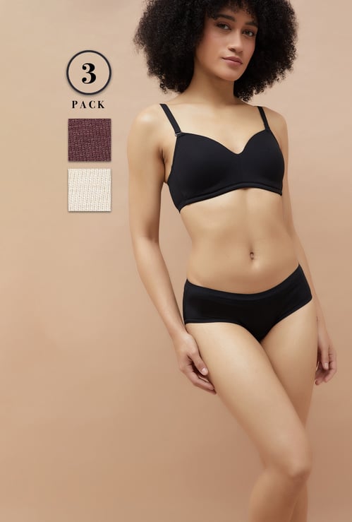 GINGER Solid Hipster Panties - Pack of 3