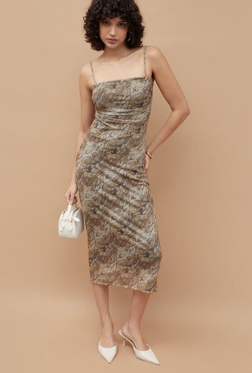 GINGER Printed Mesh Bodycon Dress