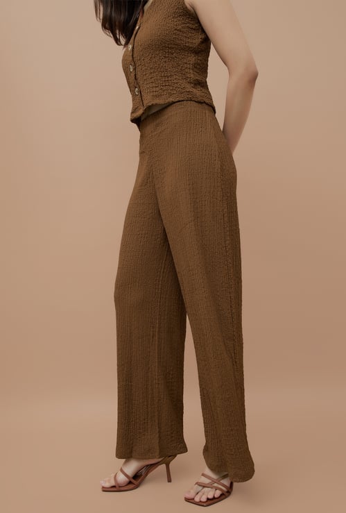 GINGER Textured Straight Fit Trousers