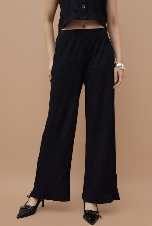 GINGER Textured Straight Fit Trousers
