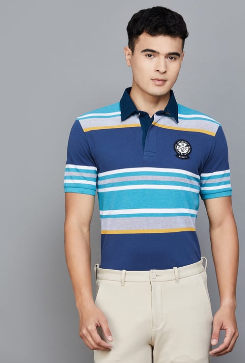 FAHRENHEIT Striped Polo T-shirt