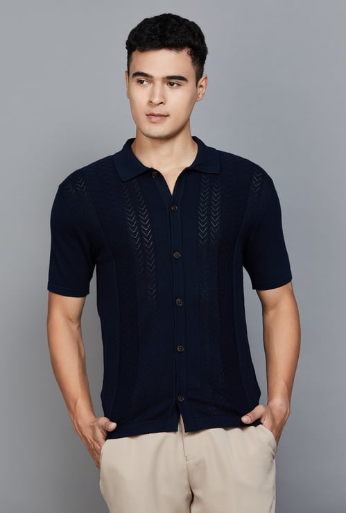 FAHRENHEIT Knit Panelled Shirt